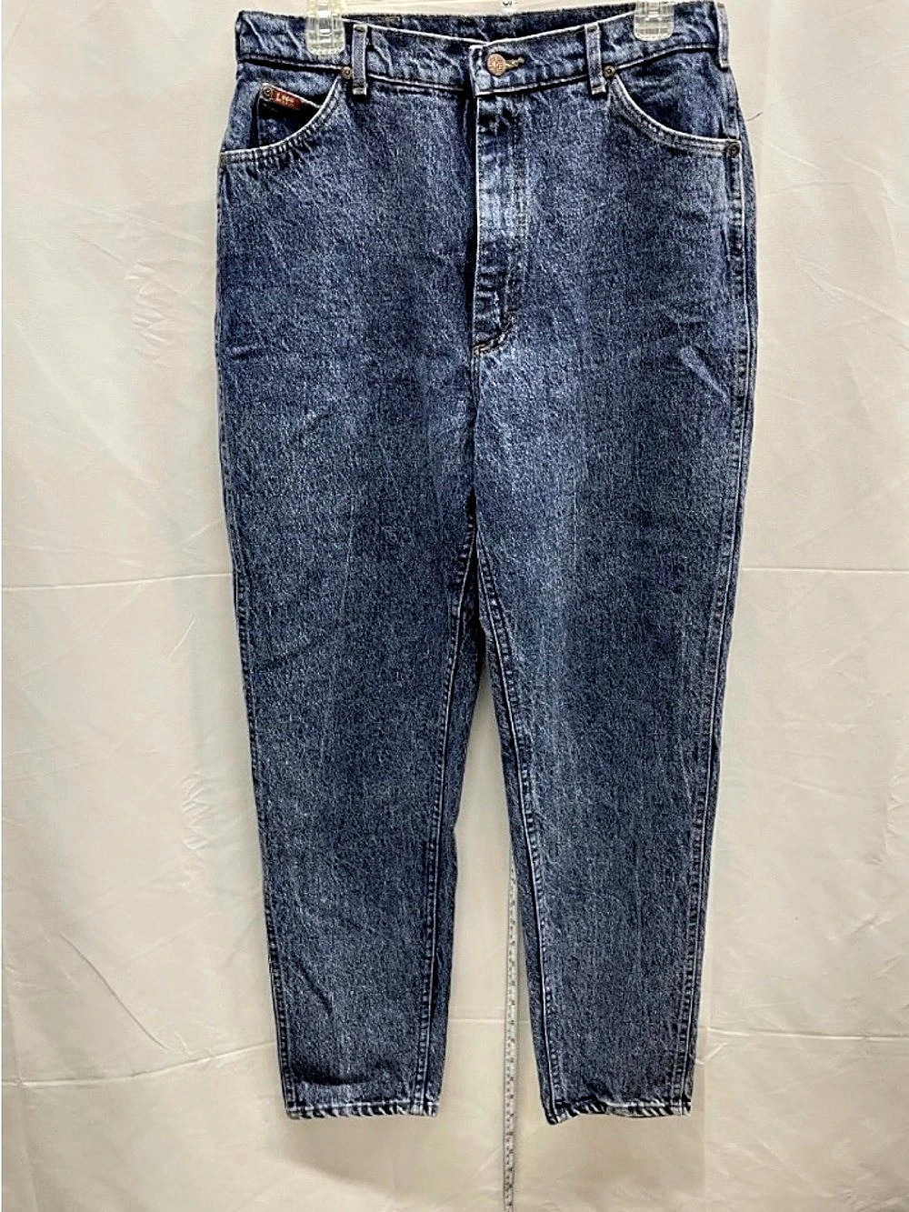 Lee Vintage High-Rise Acid Wash Tapered Mom Jeans in Blue size 16